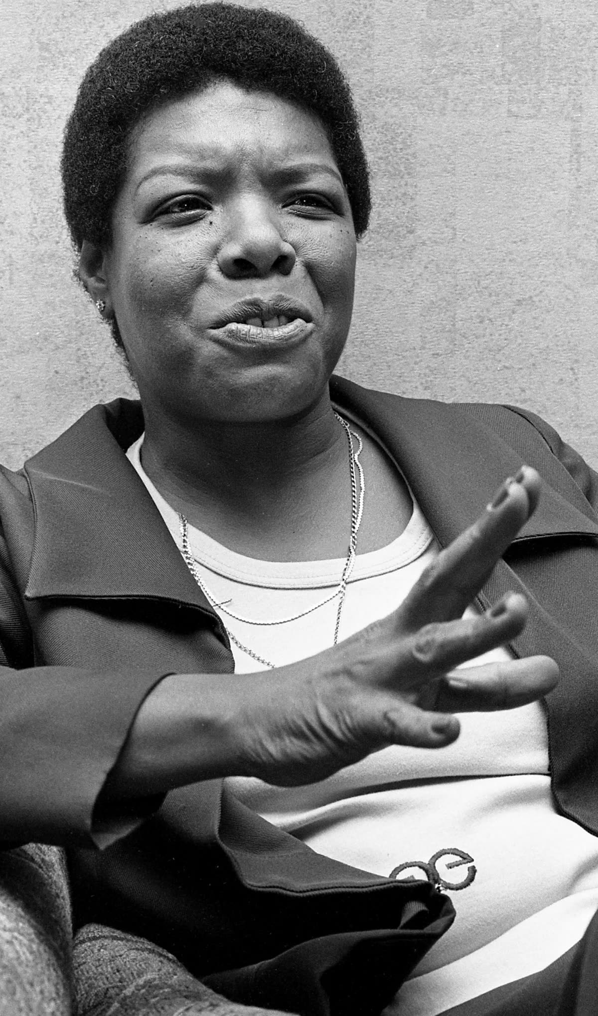 A 1978 portrait photograph of Maya Angelou looking directly at the camera.