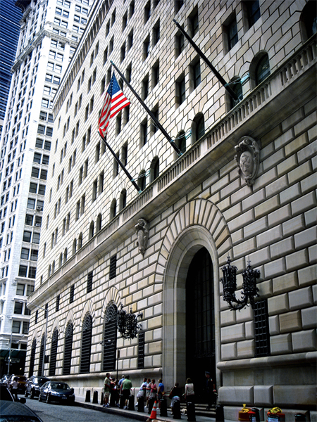 The 33 Liberty Street entrance of the Federal Reserve Bank of New York.