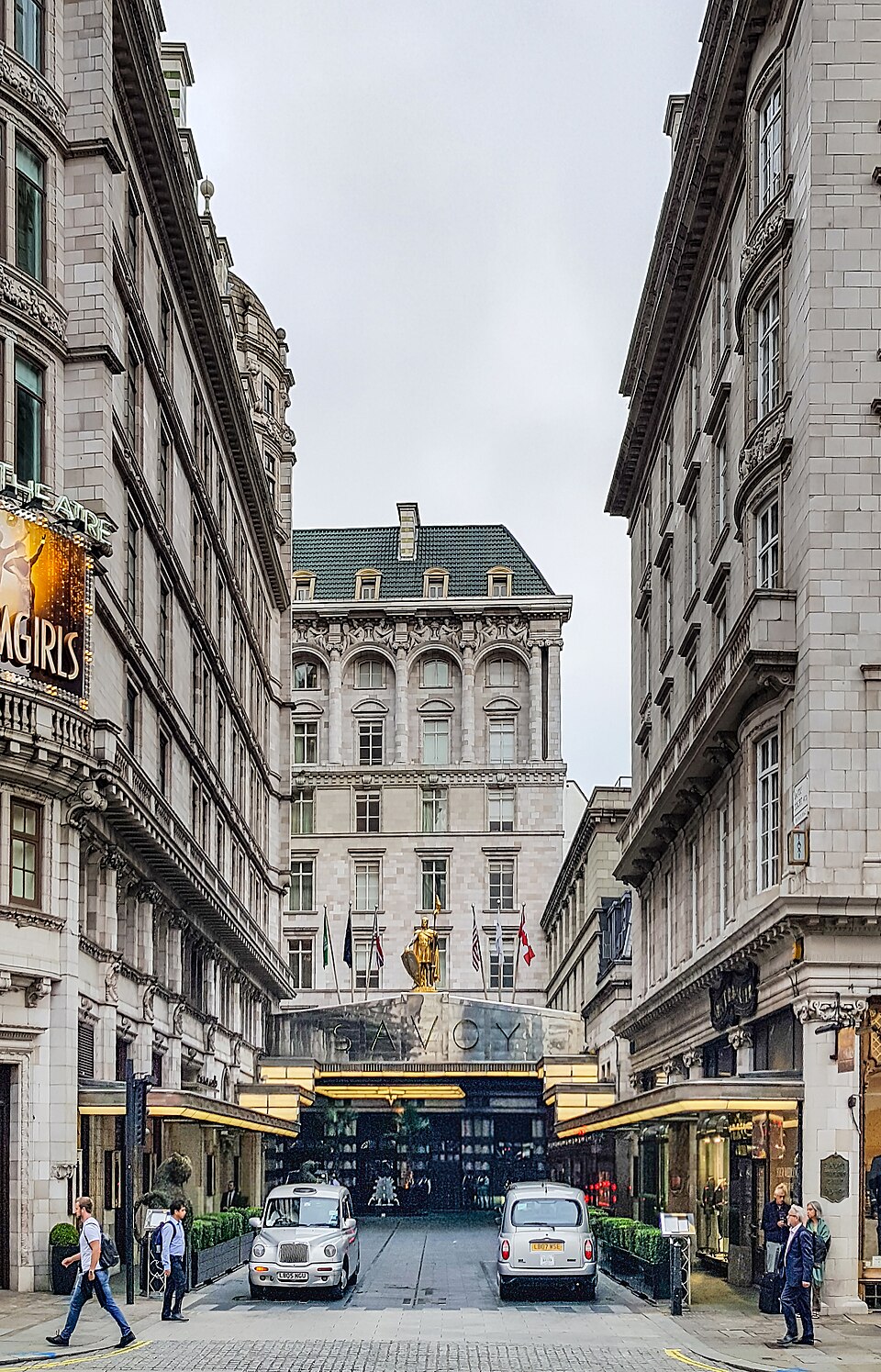The Savoy Hotel entrance on the Strand in London.