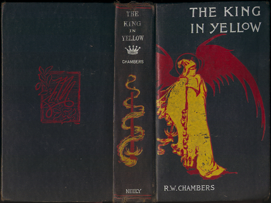 Scanned front and back cover of the first 1895 edition of The King in Yellow by Robert W. Chambers.
