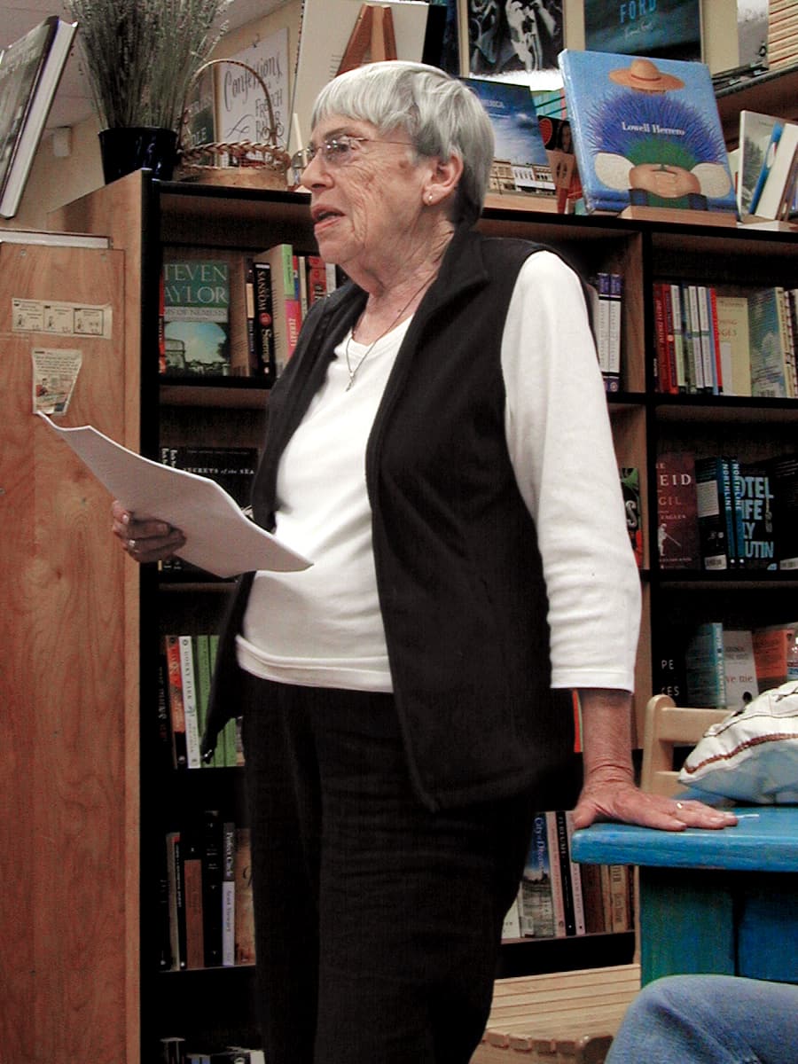 Ursula K. Le Guin reading in a California bookshop in 2008.