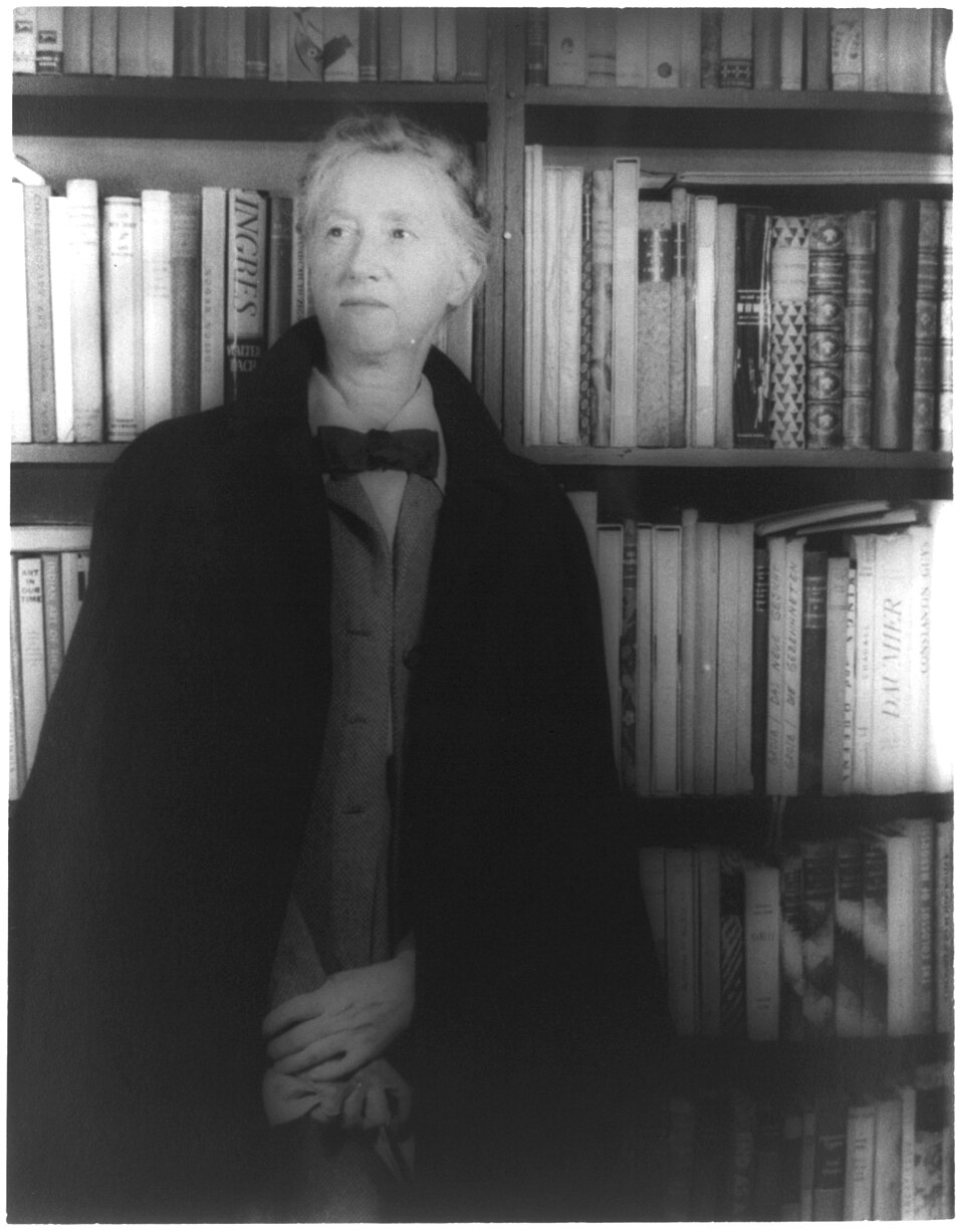 Black-and-white 1948 portrait photograph of Marianne Moore by Carl Van Vechten.