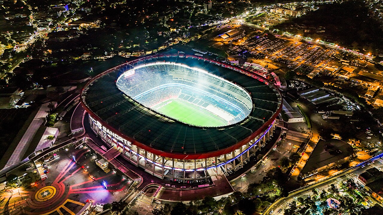 Aerial photograph of the renovated Estadio Azteca in Mexico City in May 2026.