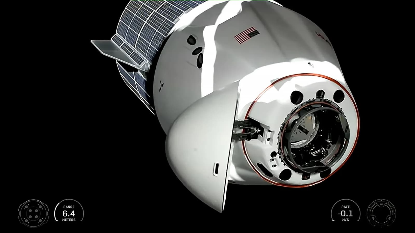 The SpaceX Crew-12 Dragon spacecraft approaches the International Space Station for docking in February 2026.