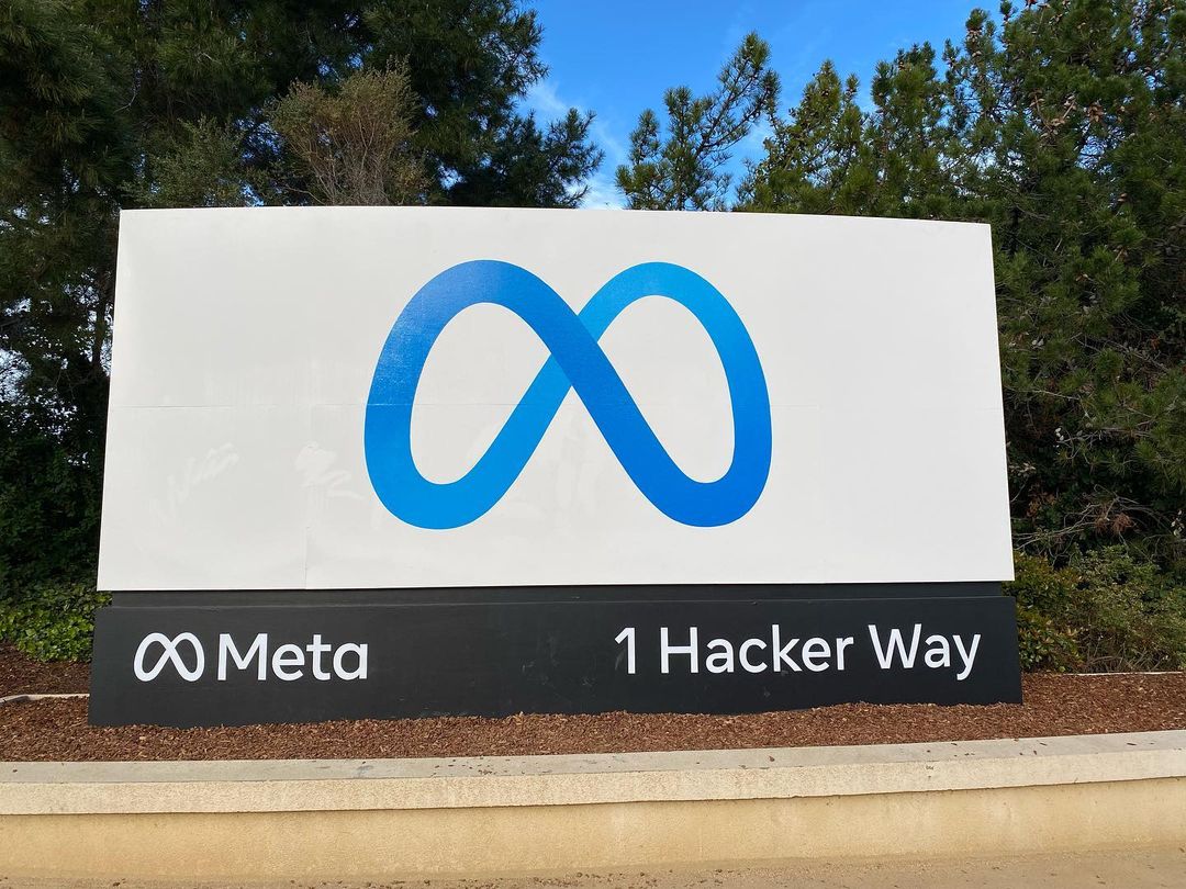 The Meta headquarters sign outside the company's Menlo Park campus.