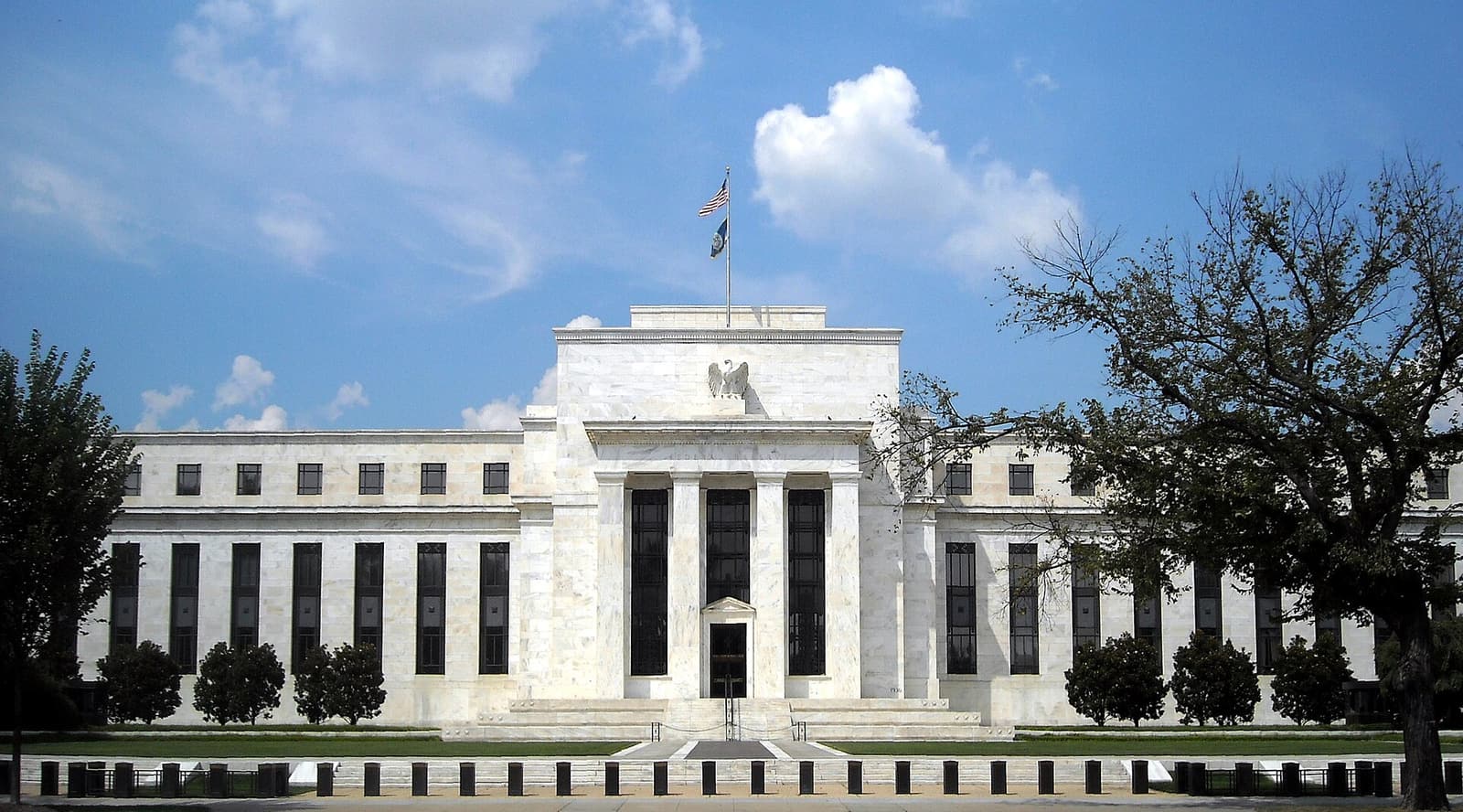 The Marriner S. Eccles Federal Reserve Board Building in Washington, D.C., seen from across the street.