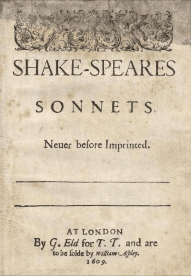 Scanned title page of the 1609 quarto edition of Shakespeare's Sonnets, printed in black type on aged paper.