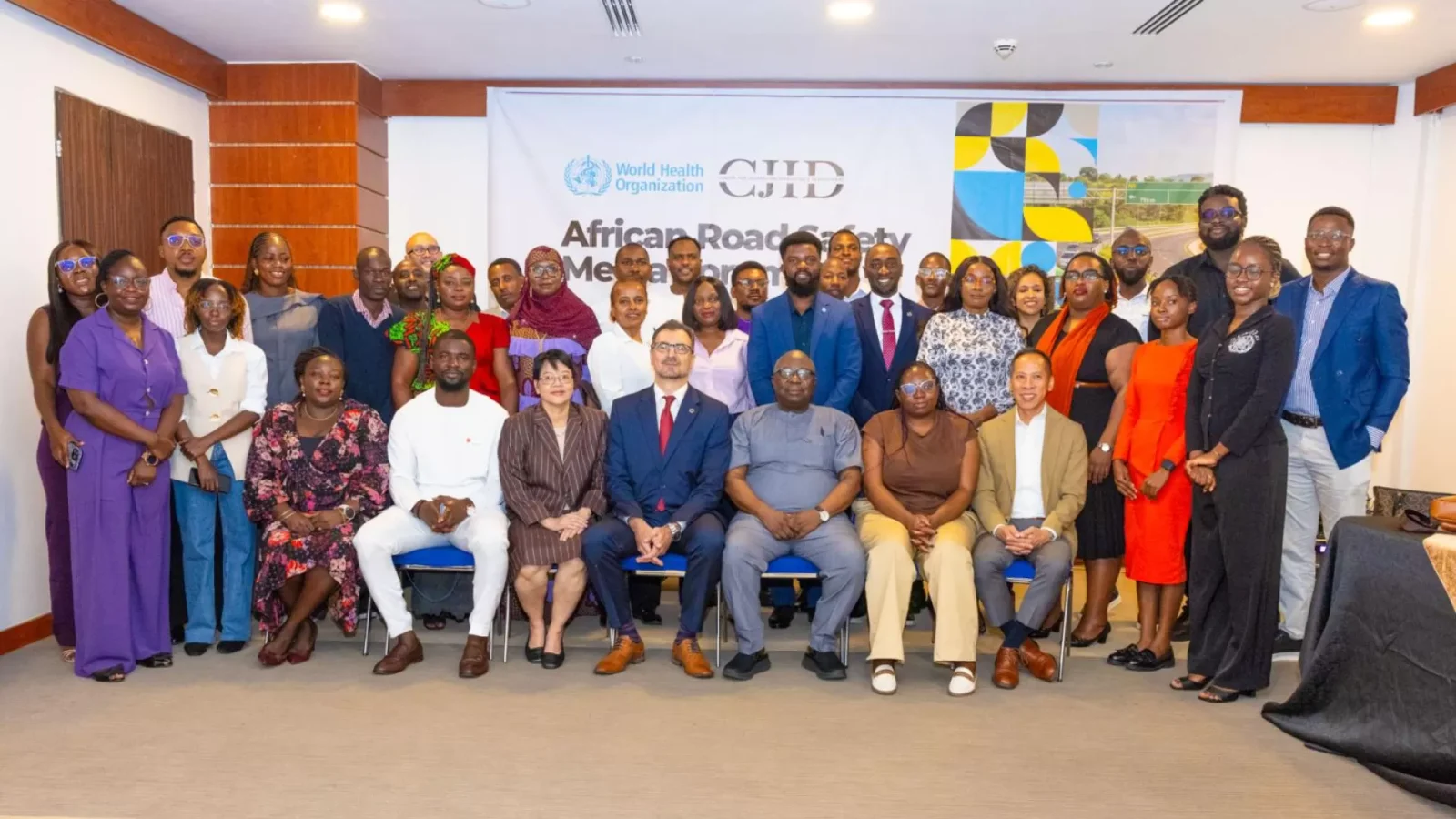 Participants pose together at the African media forum on road safety in Abuja.