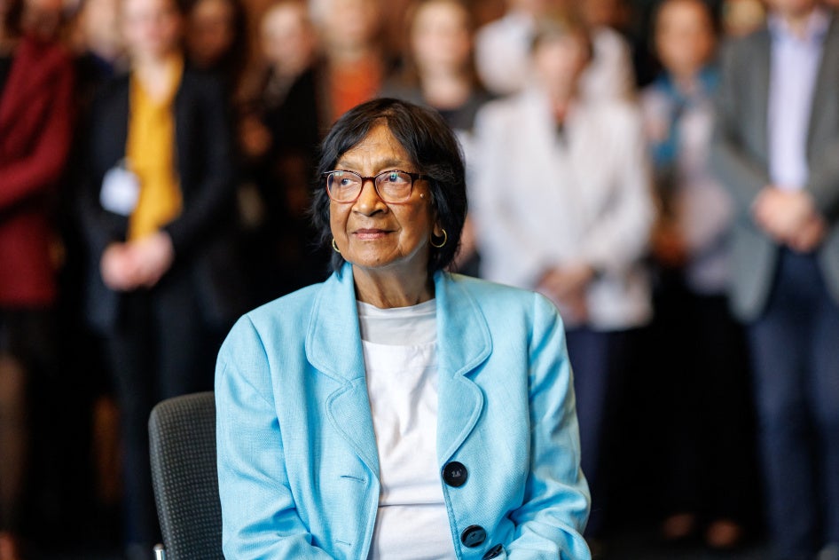 Navi Pillay at the Nuremberg Forum following the announcement of her Nobel Peace Prize.